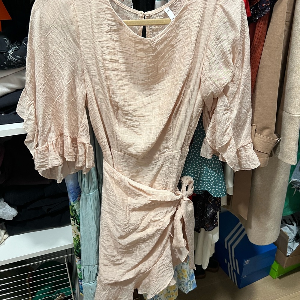 Elegant Cream Wrap Mini Dress